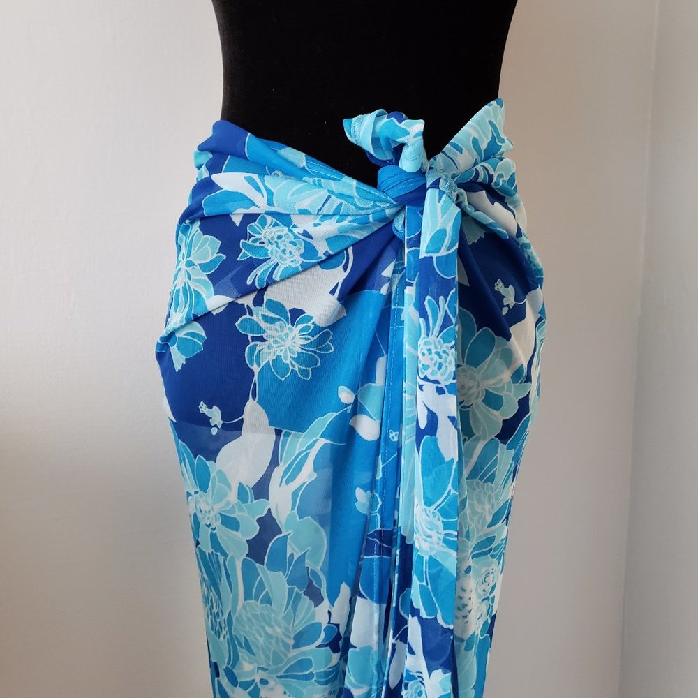 Blue Floral Swim Coverup - Picture 6 of 9